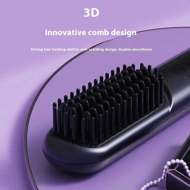 Portable charging negative ion straight hair comb in white, dark blue, and grey colour options