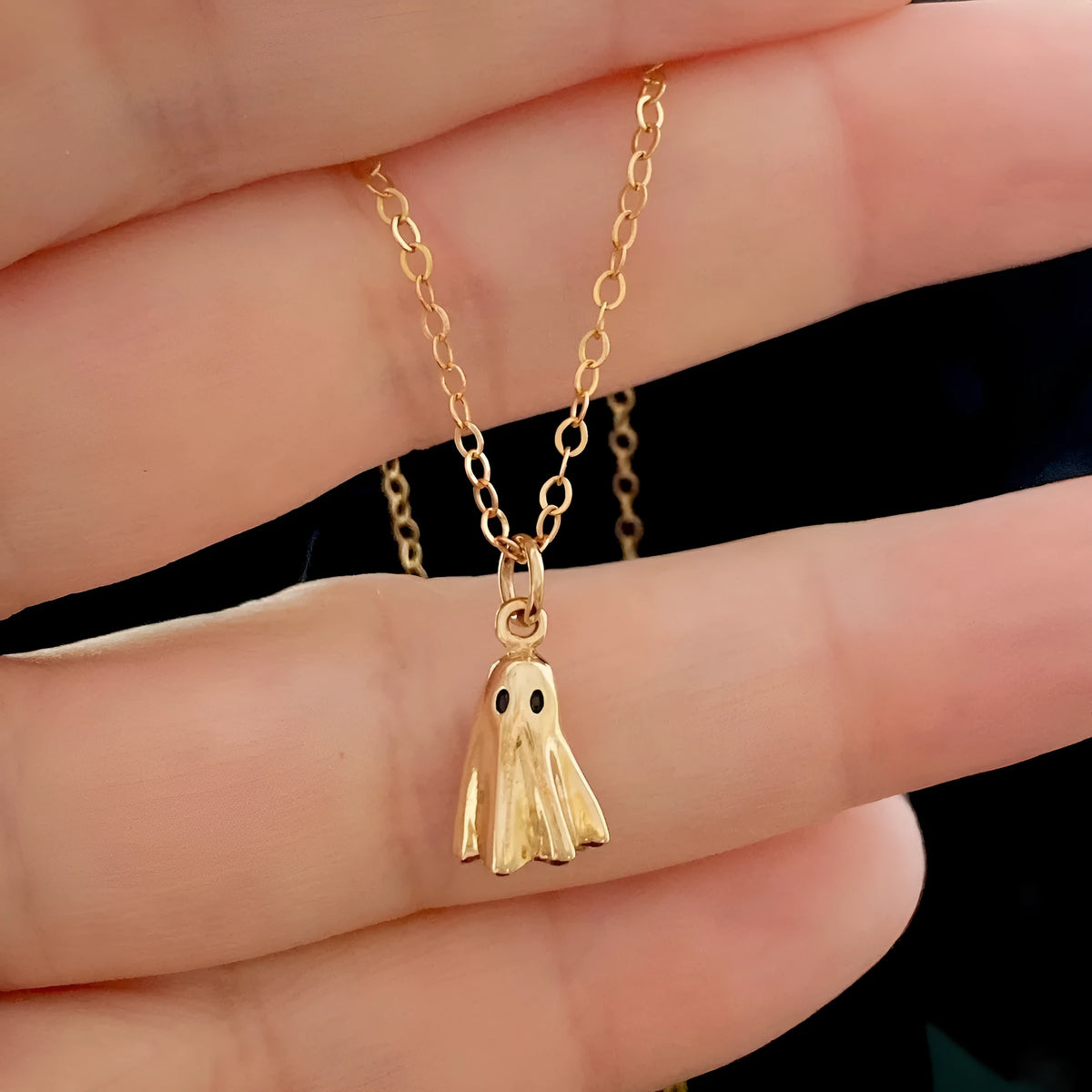 Ghost pendant necklace with stainless steel twisted chain and titanium steel charm