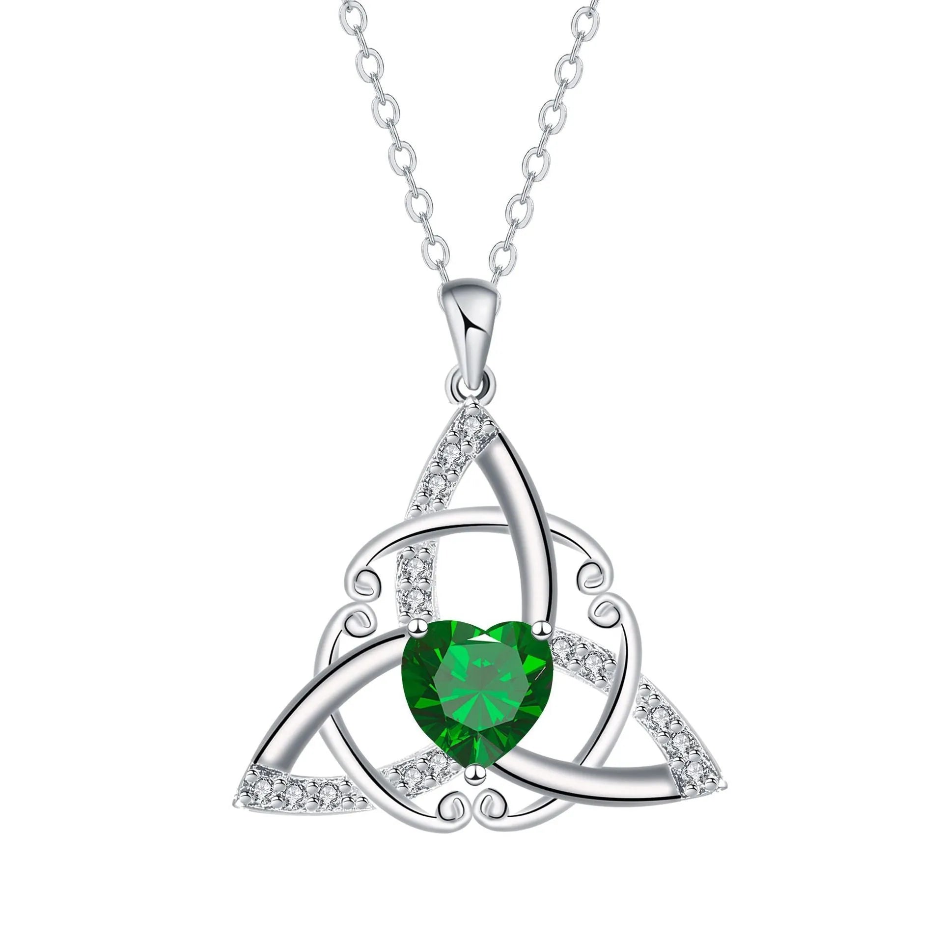Geometric Celtic knot pendant necklace for women in copper with a choice of coloured electroplated finishes.