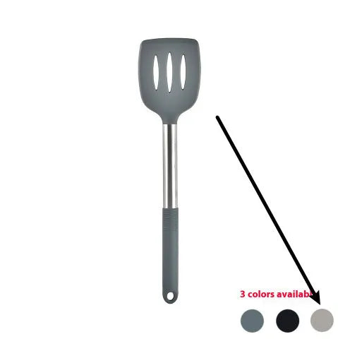 12 piece silicone kitchenware set with rotating storage bucket including ladle spatula and food clip in black