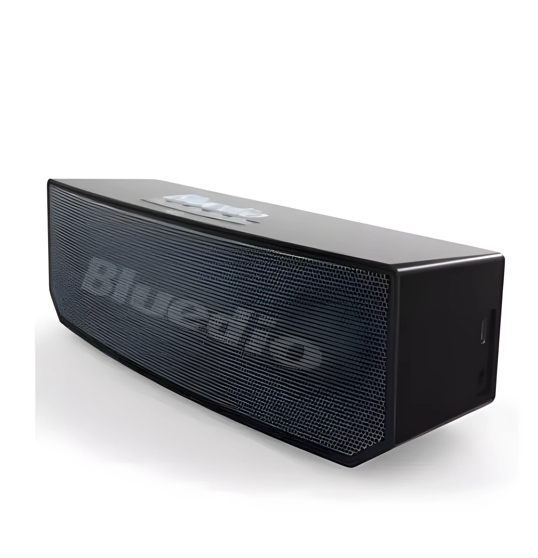 Black rectangular cloud smart speaker with grille and micro-USB port