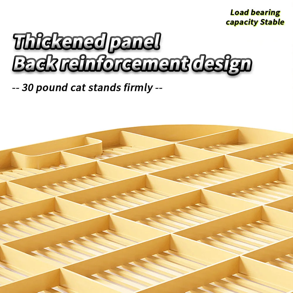 Square milk yellow cat litter mat with textured surface and silicone anti-slip feet