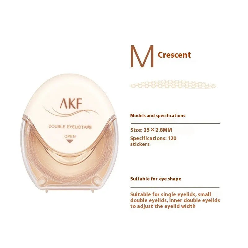 Roll of invisible lace double eyelid stickers with 120 crescent M shape natural traceless patches