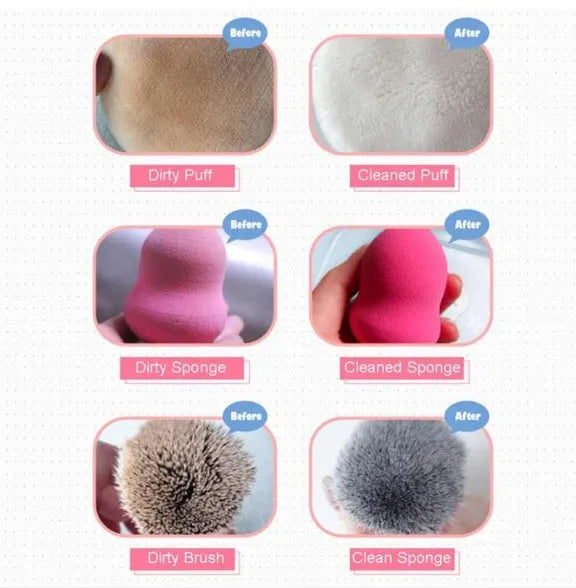 50ml makeup brush cleaning liquid bottle with cleaning brush, 9 x 3 x 3cm, for synthetic and natural brushes