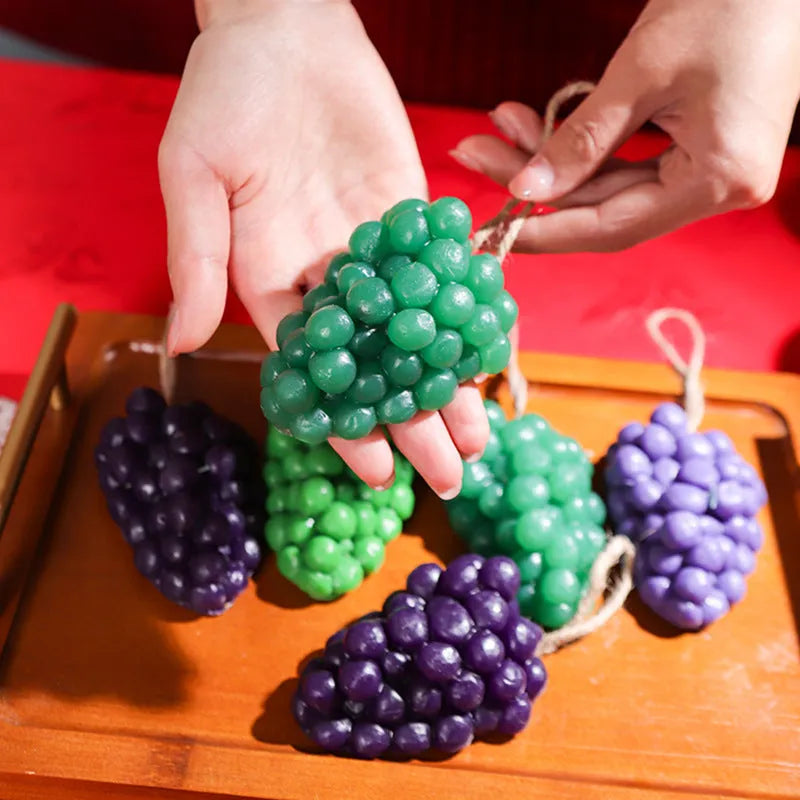 Purple and green grape handmade soap bars with grape cluster design weighing 80g