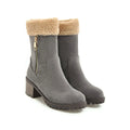 Snow boots with plush lining and rubber insole in black, grey, green, or orange colours