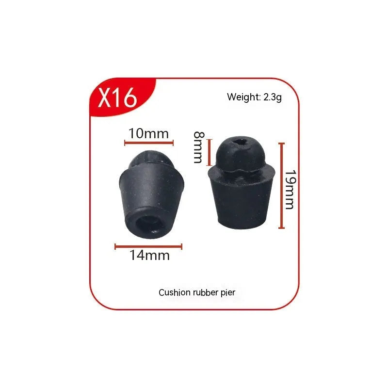 10 black rubber automotive damping clips for universal vehicle vibration reduction