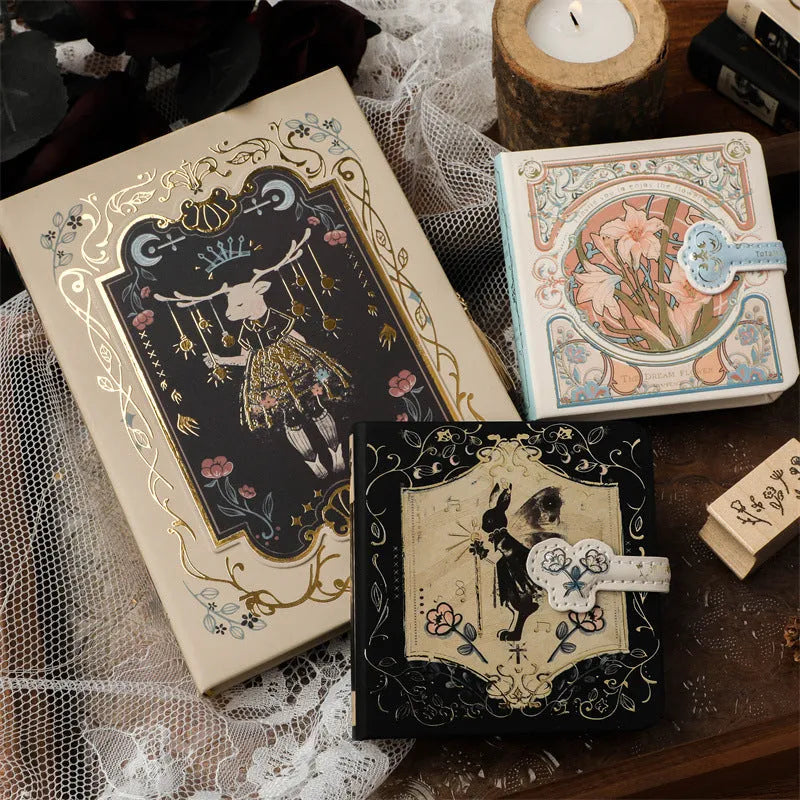 THALO brand A5 retro art notebook with gothic style, showing one of three cover design options.