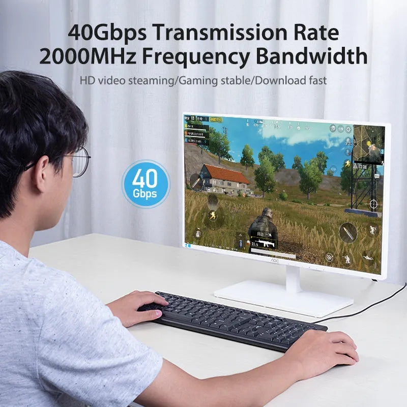 CAT8 Ethernet network cable in flat and round styles with length options for home gaming 10G connections