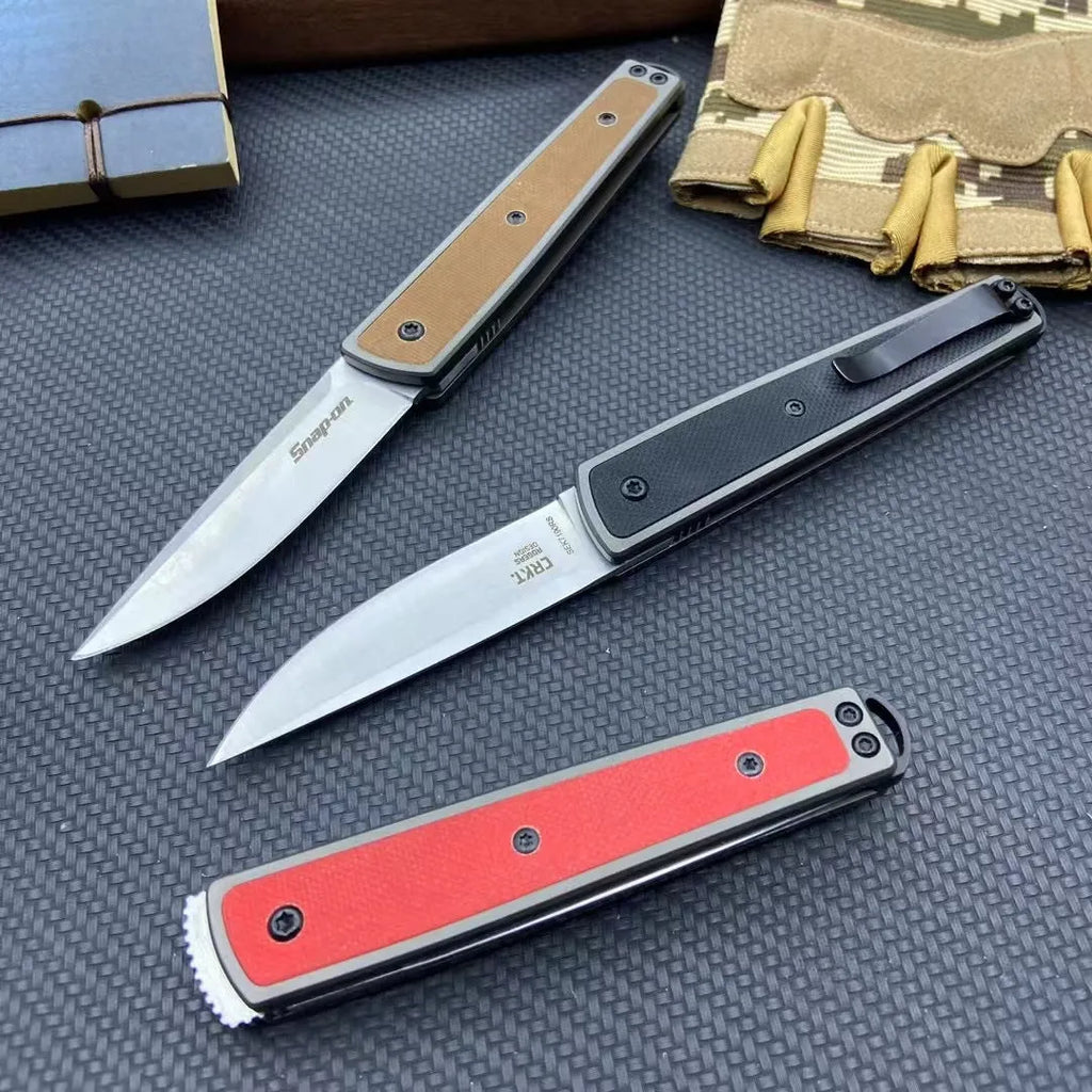 Folding fruit knife with stainless steel blade in open position showing 17cm length