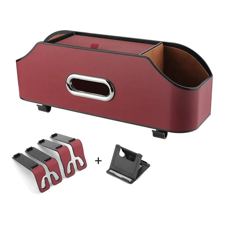 Genuine leather car tissue box holder with 2 litre capacity in various colours