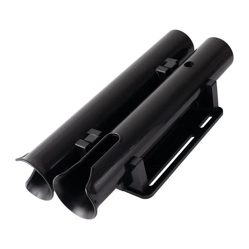 Carbon and plastic fishing rod rack with clamp mount for motorcycle or bicycle