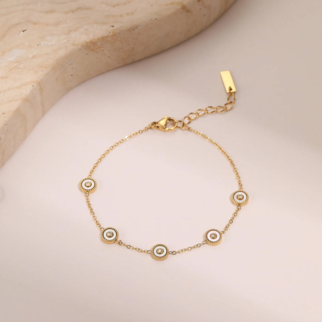 Light luxury fritillary stainless steel bracelet with 18K gold plating and geometric design
