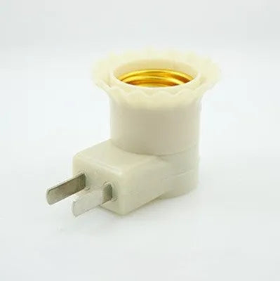 White wall plug-in E27 screw lamp holder with integrated on/off switch.