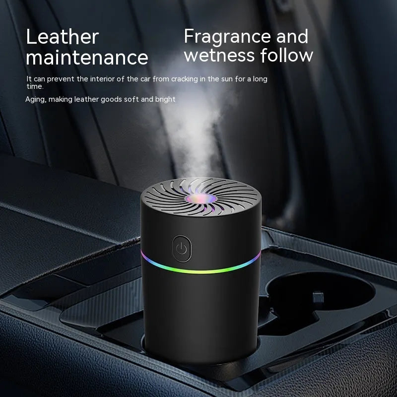 Car USB mini humidifier in black or white with adapter line for automobile aromatherapy and air humidifying