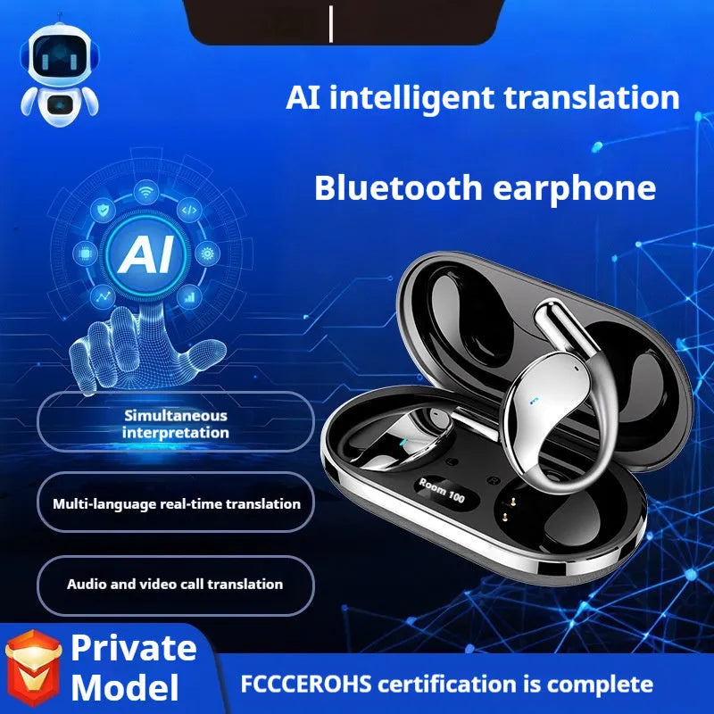 Sports Bluetooth earphones with hanging ear design and digital display screen in black colour