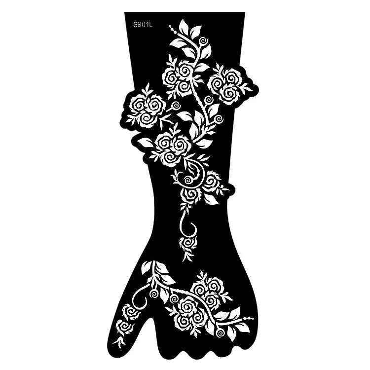 Geometric hollow template tattoo sticker set with 30 three-dimensional paper carving designs
