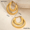 Geometric French earrings with gold plating on stainless steel, round ring design, 18K purity