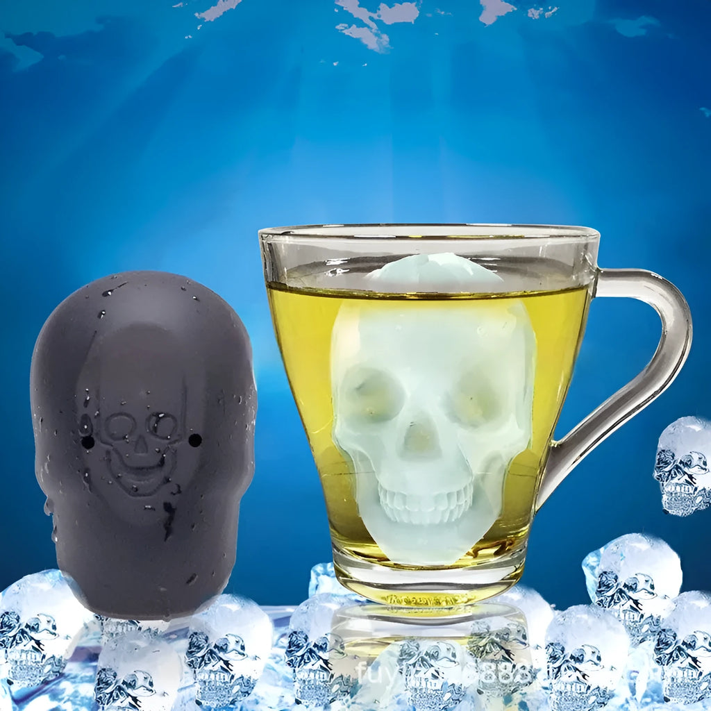 Halloween skull ice cube tray food grade silicone mould with 3D detailed ice cubes