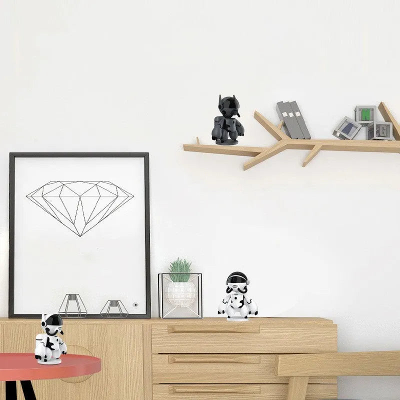 White Space Robot wireless home security camera on a table with a wide-angle lens.
