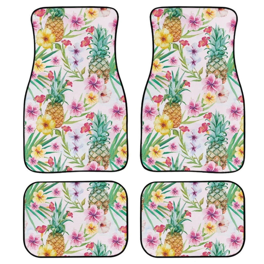 Printed rubber car foot mat set with 20mm thickness and waterproof lining shown in black