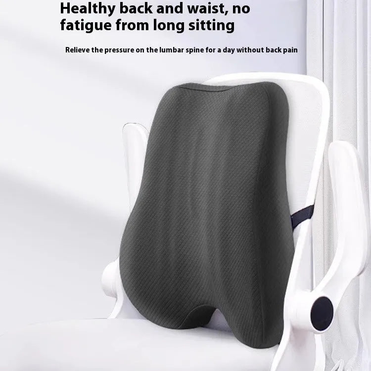 Office chair lumbar support cushion measuring 40x40x8cm in grey, navy blue, and pink colour options
