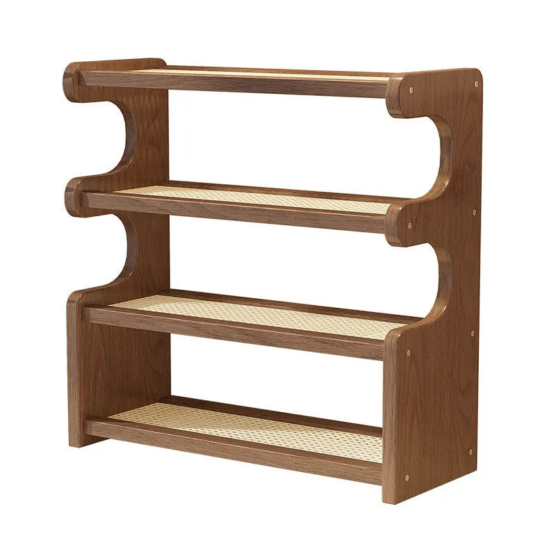 4-layer bamboo density plate storage rack in 46 style with arc cup holder for desktop or countertop use