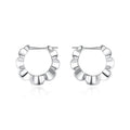 Sterling silver retro geometric drop earrings with round shape and electroplated finish