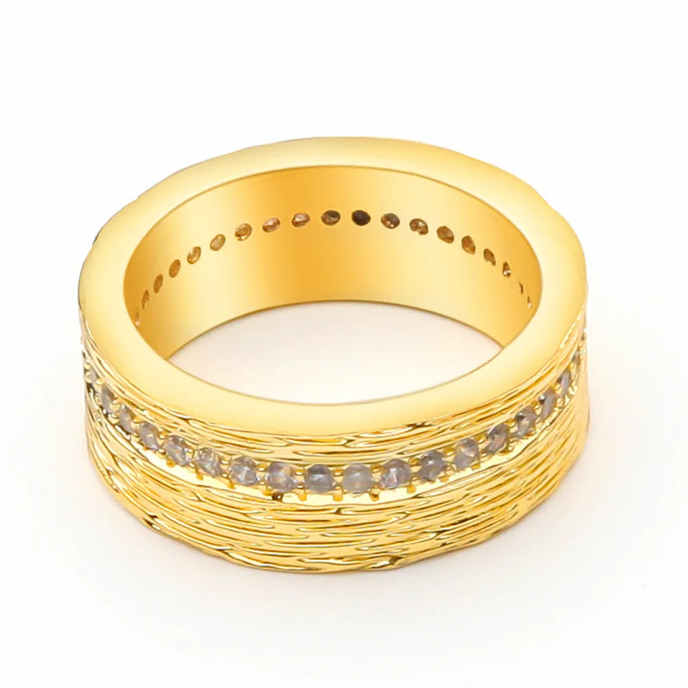 Gold geometric women's zircon ring with copper construction in sizes 6, 7 and 8