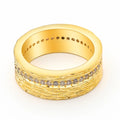 Gold geometric women's zircon ring with copper construction in sizes 6, 7 and 8