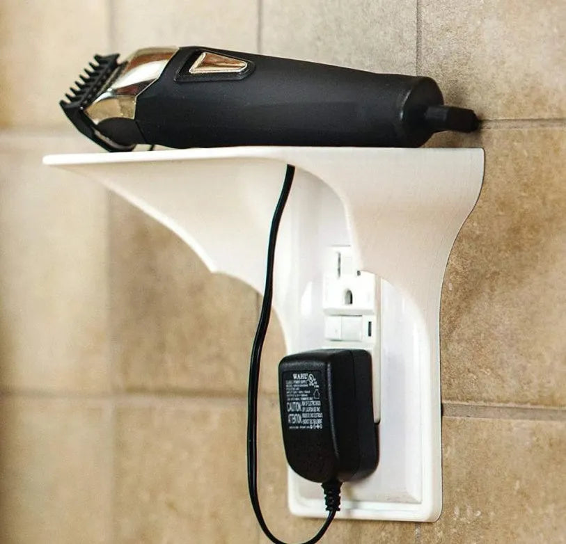 White PP plastic socket rack for tool organisation with 14x10x15cm compact dimensions