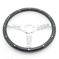 Black wood grain classic car steering wheel with 15 inch diameter and 6 hole pattern