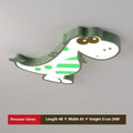 Green cartoon dinosaur ceiling light with dimming for a child's bedroom