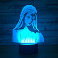 3D LED night light showing laser-engraved acrylic plate creating a stereoscopic dual-ring light pattern with colour change options.