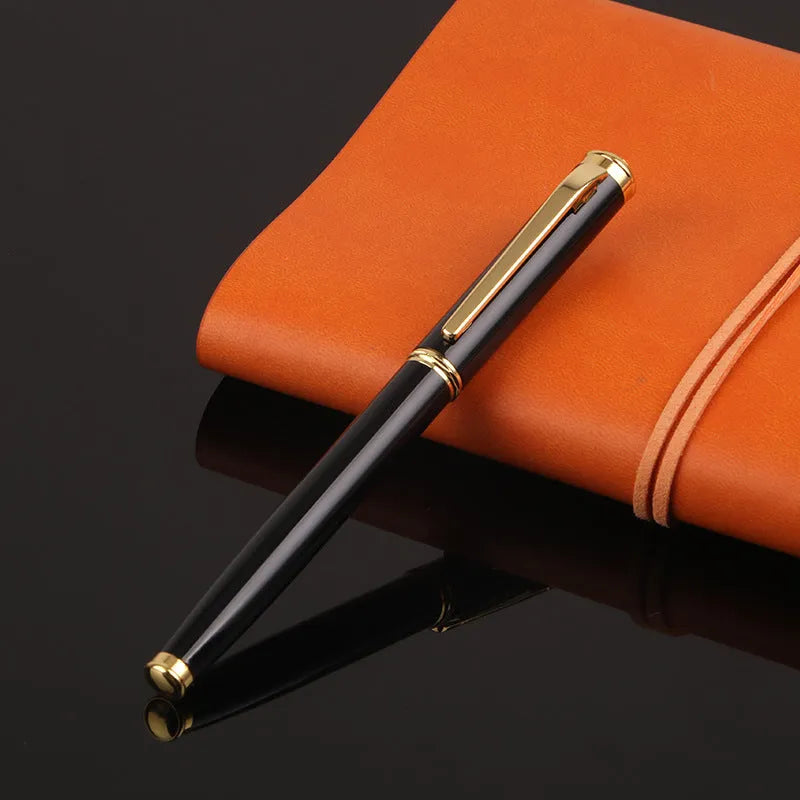 Red and black metal fountain pen with 0.5mm iridium gold-plated nib for office and student writing