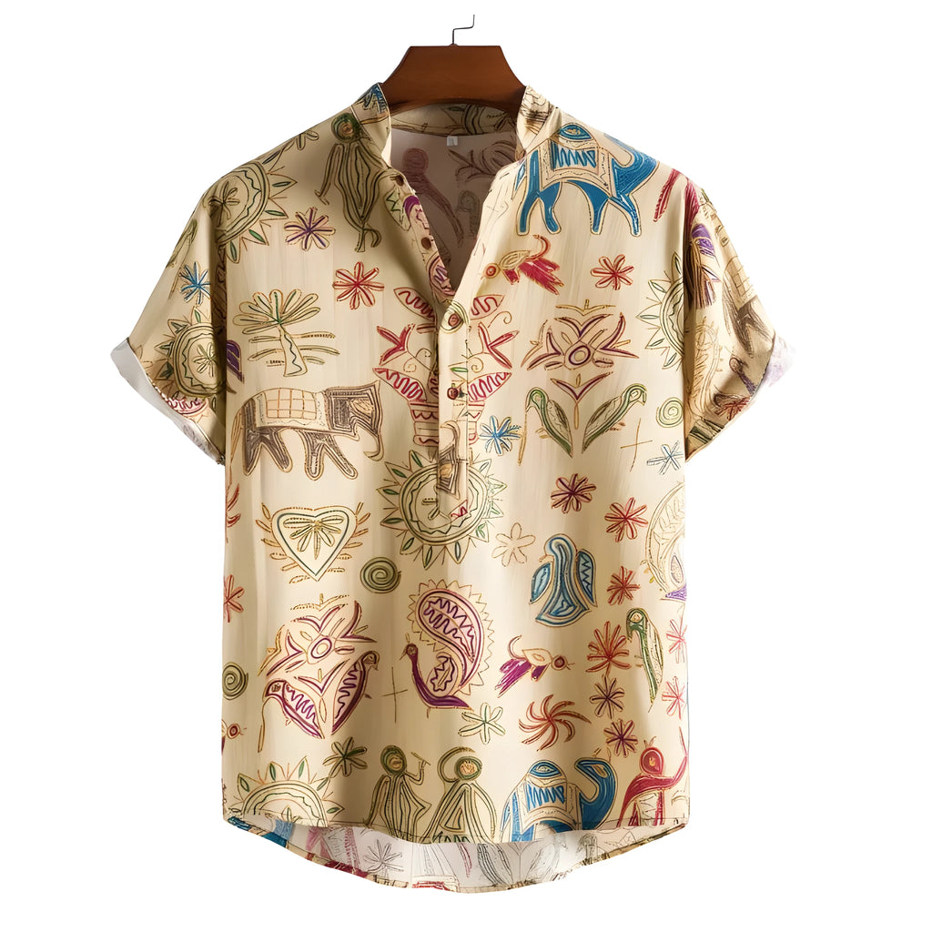 Men's plus size casual shirt with 3D digital printing in cardigan style