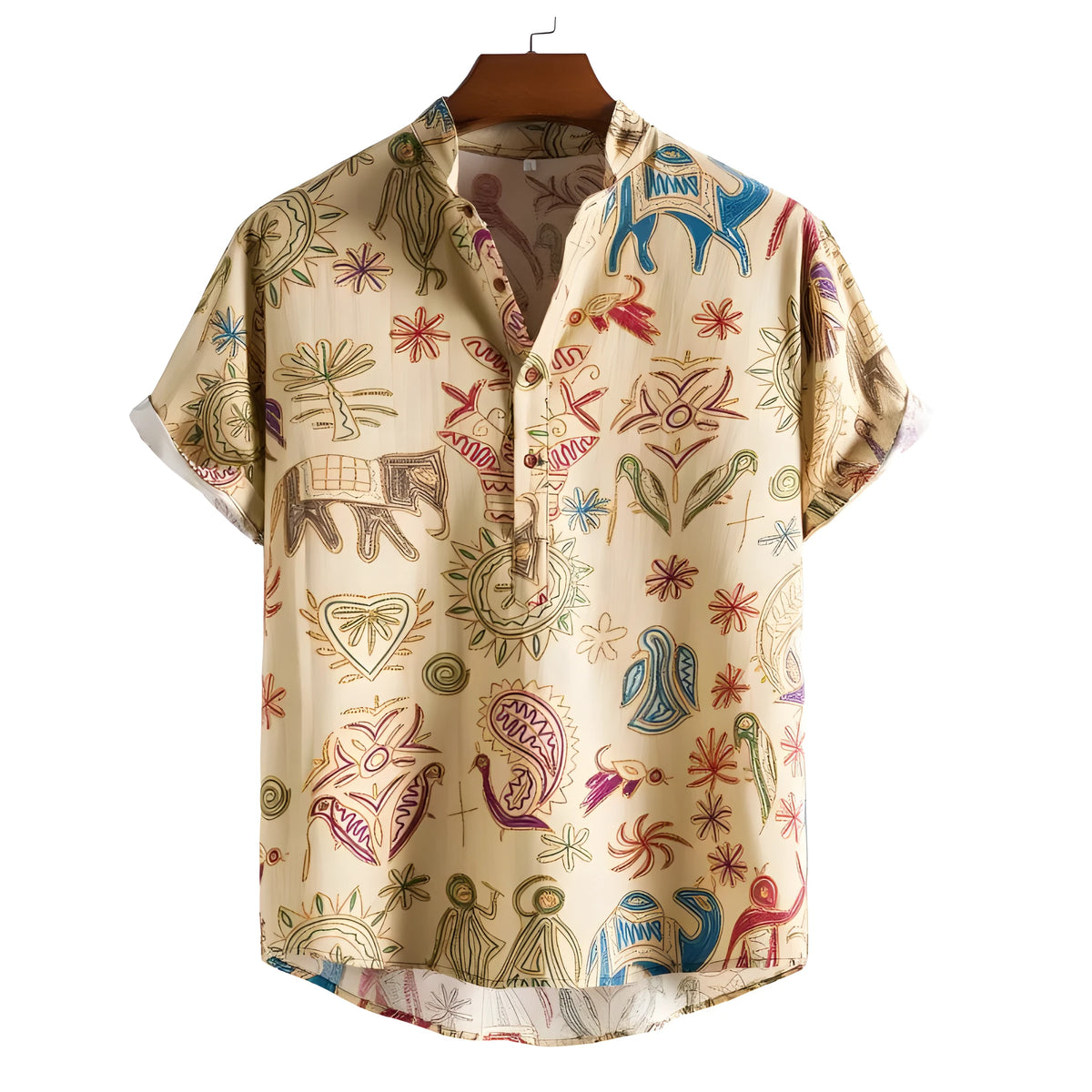 Men's plus size casual shirt with 3D digital printing in cardigan style