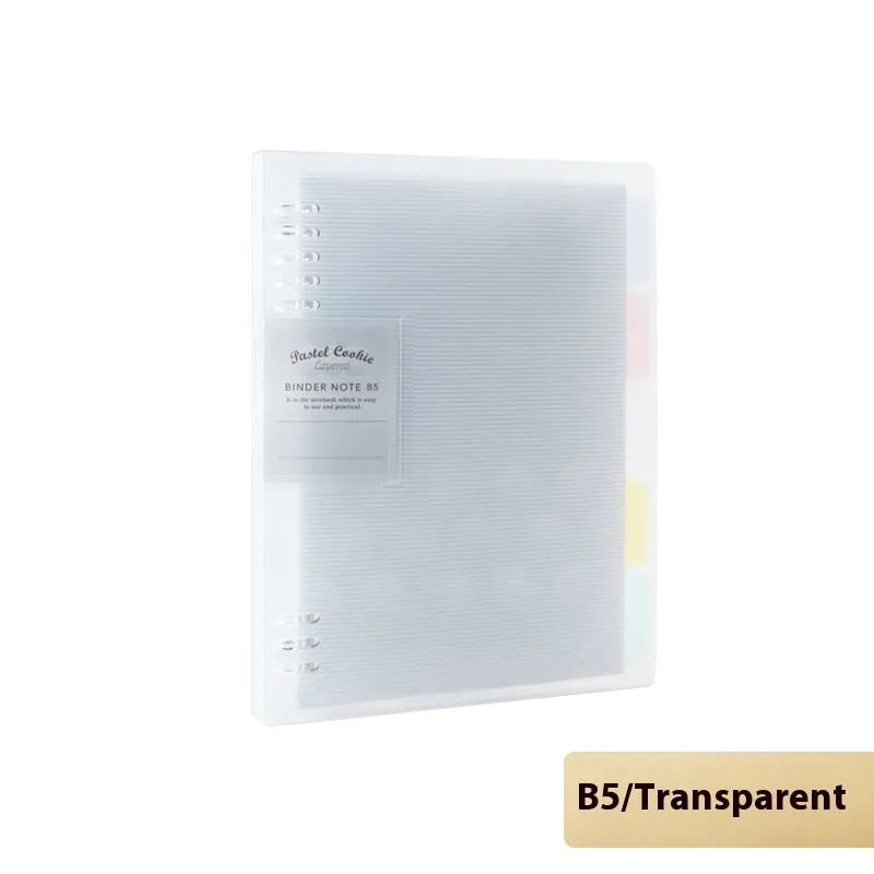 Refillable B5 spiral notebook with coloured PP cover and loose-leaf paper