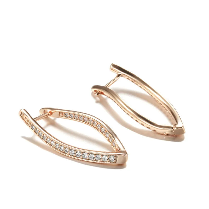Geometric copper drop earrings with zircon detail in colour H0493, showing ins style design