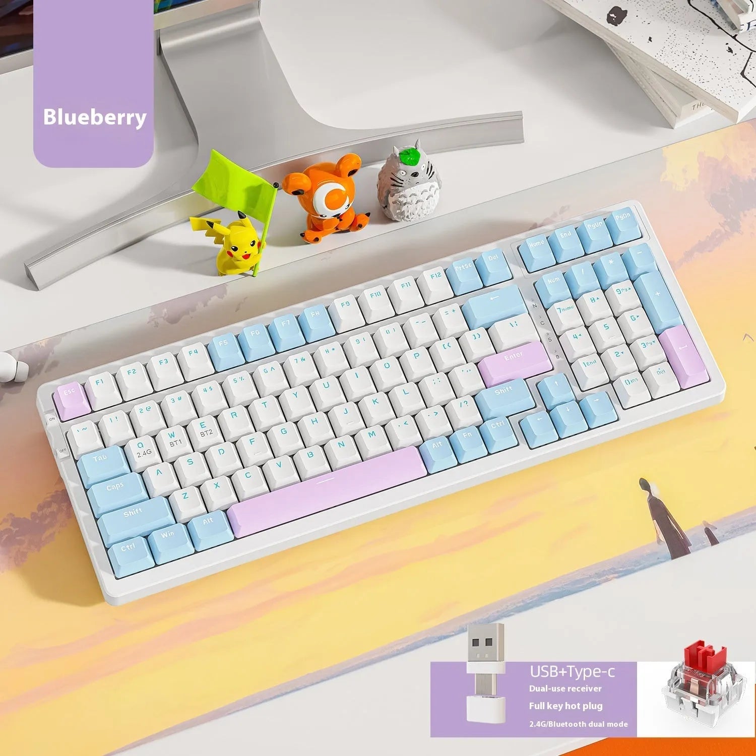 Free Wolf K96 Bluetooth dual-mode mechanical keyboard with Cherry MX Red switches in ABS housing