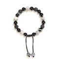 Black agate map stone and volcanic rock bracelet with diamond shaped beads in 8mm and 10mm sizes.
