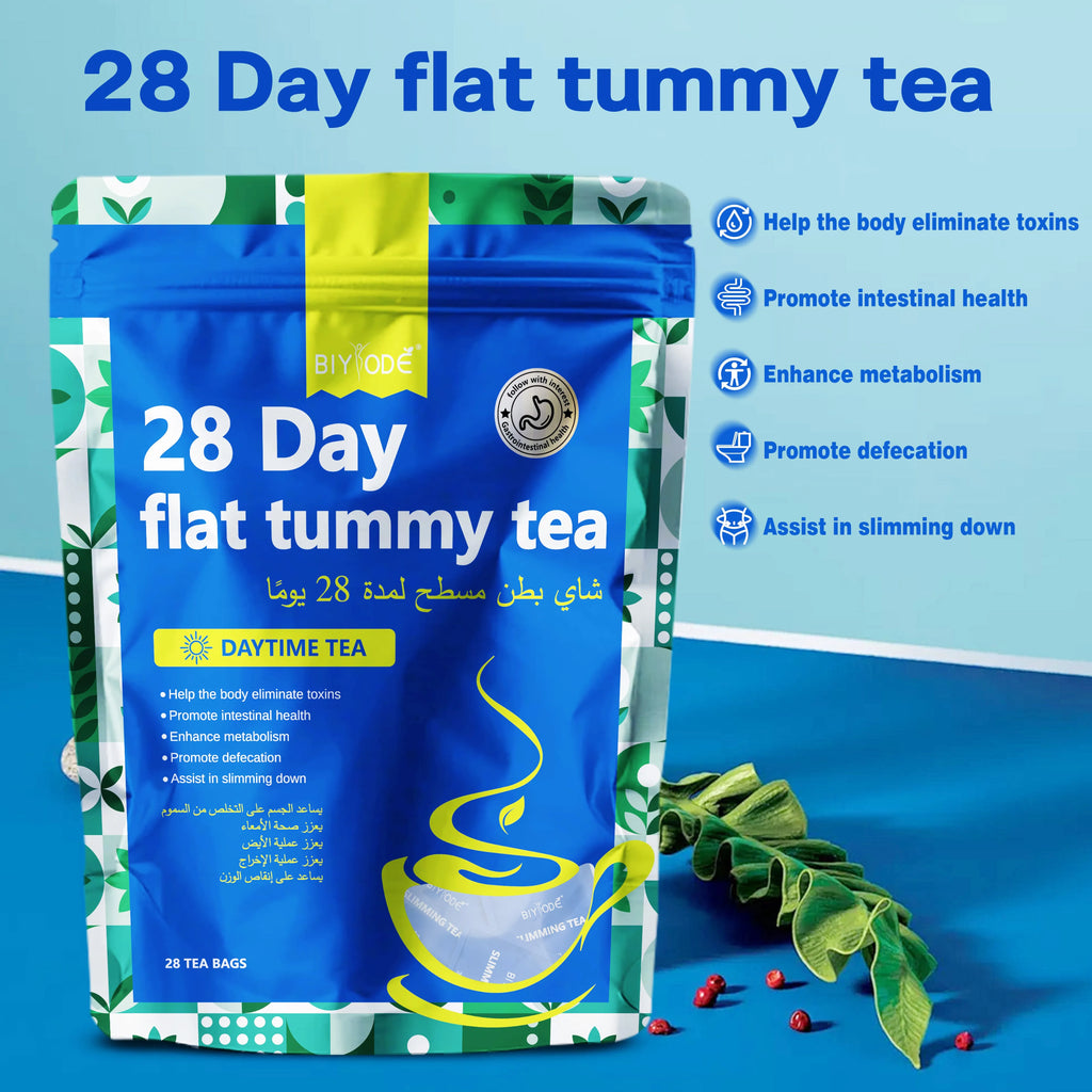 28 day herbal detox tea bags wholesale box with green tea, dandelion root, burdock, ginger, mint, lemon grass, licorice and cassia seed