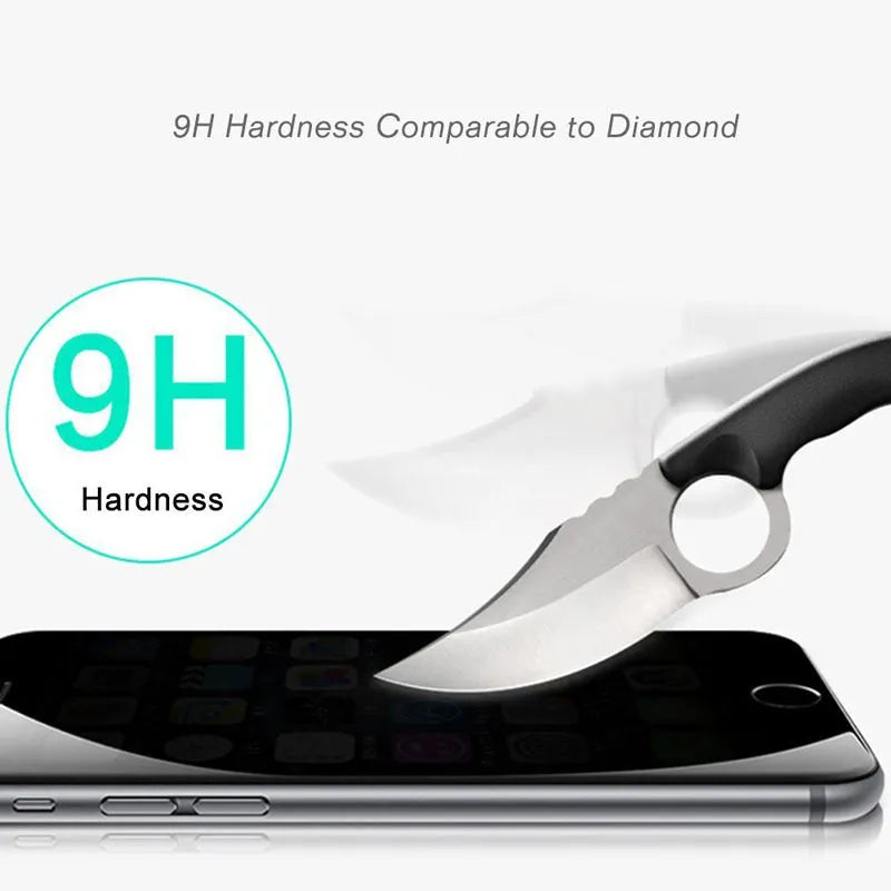 Black anti-peeping tempered glass screen protector for Apple iPhone with privacy protection features