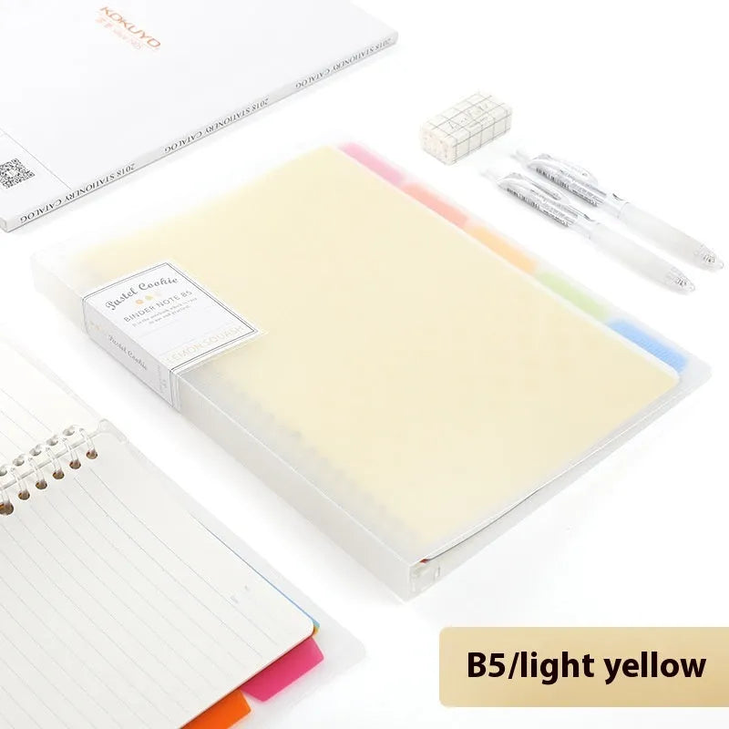 Refillable B5 spiral notebook with coloured PP cover and loose-leaf paper