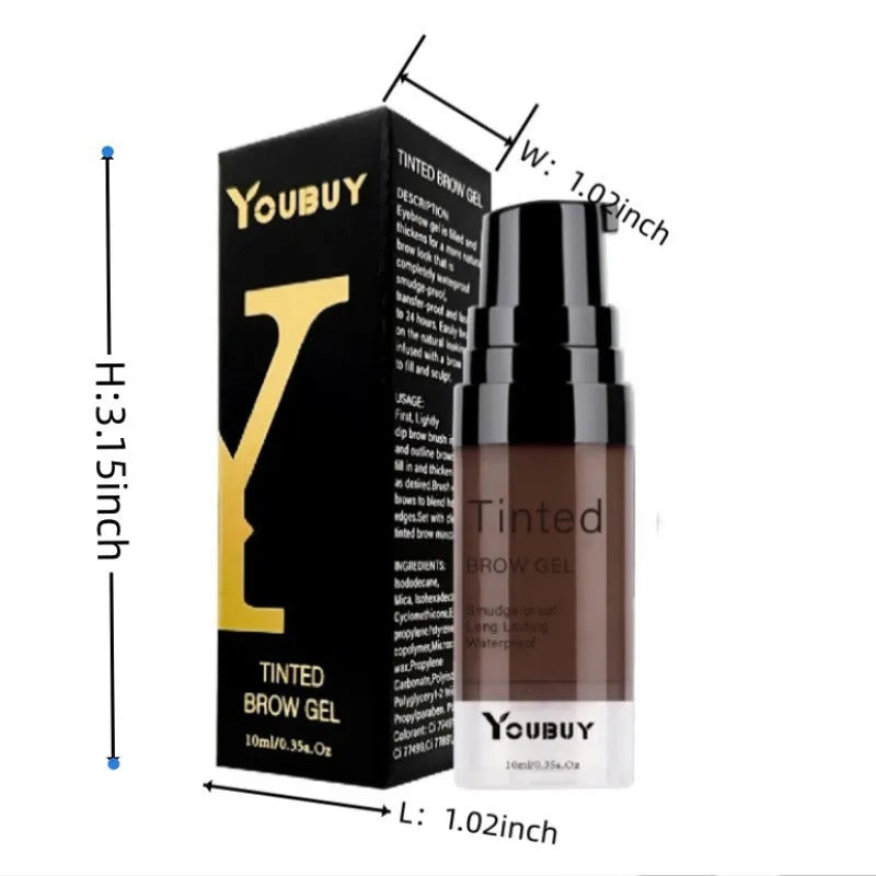 Waterproof eyebrow cream in dark grey and golden yellow shades for brow definition