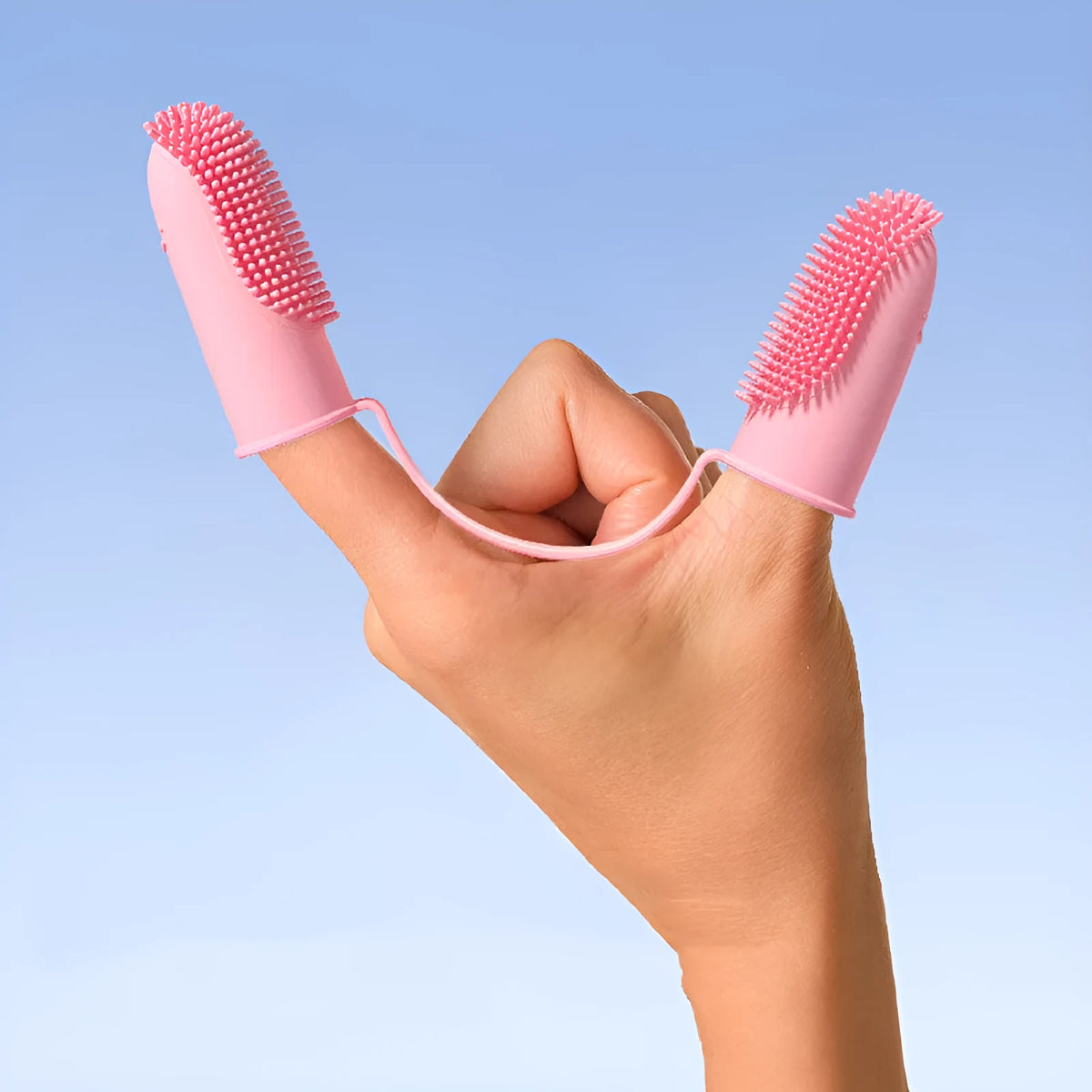 TPR double finger toothbrush for pet dental care in three colour choices