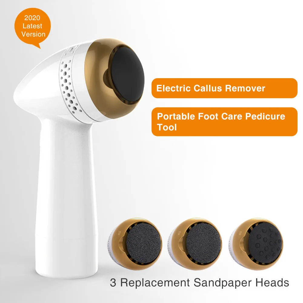 Electric vacuum foot grinder in metallic gold finish with a refined quartz grinding head.