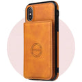 Solid colour imitation leather card wallet phone case for iPhone shown in multiple colour options.