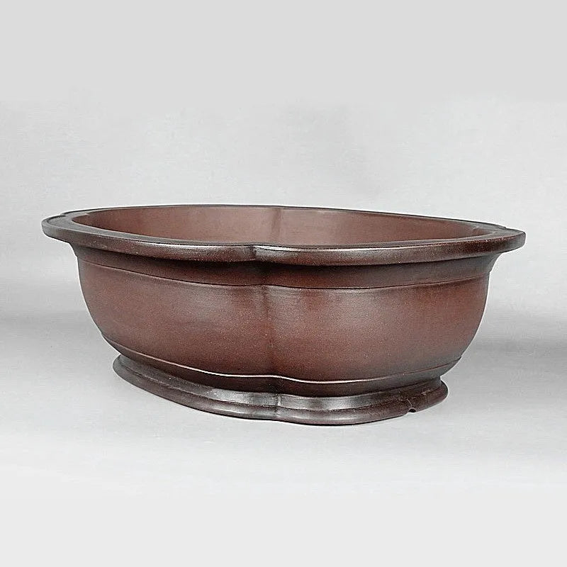 Large handmade purple clay flowerpot in antique crabapple shape, 74x61x23cm, Chinese style