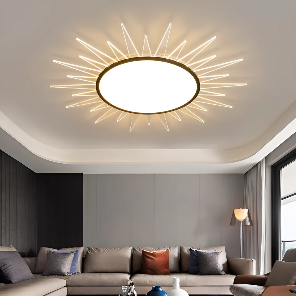 Round aluminium LED ceiling lamp with remote control in four size options for modern interiors